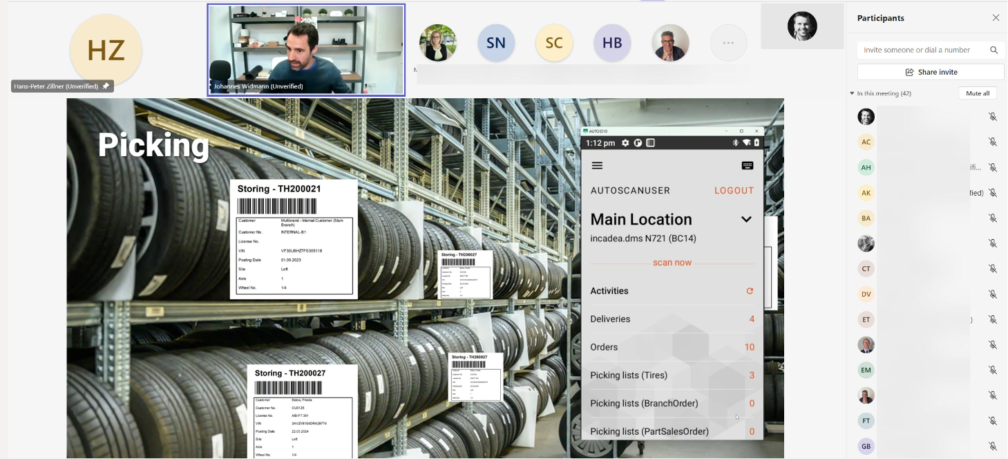 Virtual Product Session VPS  incadea Tire Hotel powered by autoscan